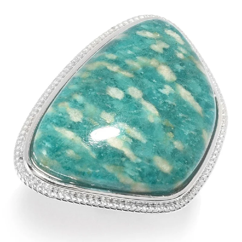 Alexandrite Gemstone Rings in Platinum with a Hidden Halo for a Rare and Luxurious PieceSterling Silver 27 x 19mm Amazonite Ring