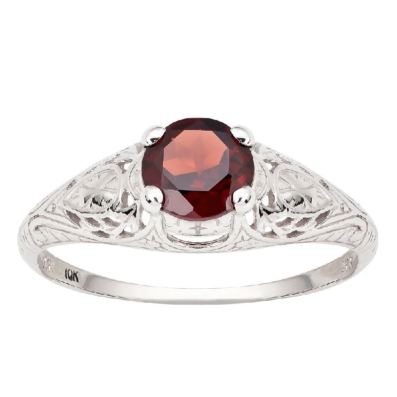 Jasper Gemstone Rings in 18K Gold Vermeil with a Matte Finish for a Subtle and Elegant LookViducci 10k White Gold Vintage Style Genuine Garnet Scroll Ring