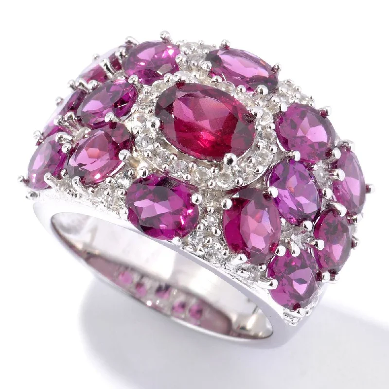 Amethyst Gemstone Rings in Sterling Silver with a Halo of Cubic Zirconia for a Budget - Friendly LuxurySterling Silver Rhodolite Garnet and White Topaz Ring