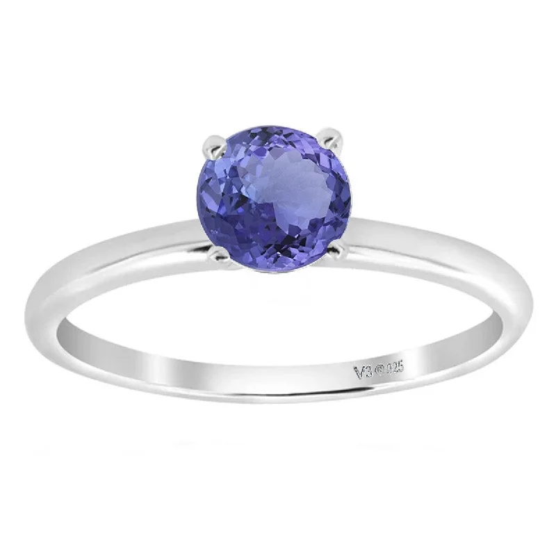 Agate Gemstone Rings in Sterling Silver with a Mosaic - Inspired Inlay for a Bohemian StyleWhite Gold with Natural Tanzanite Solitaire Ring