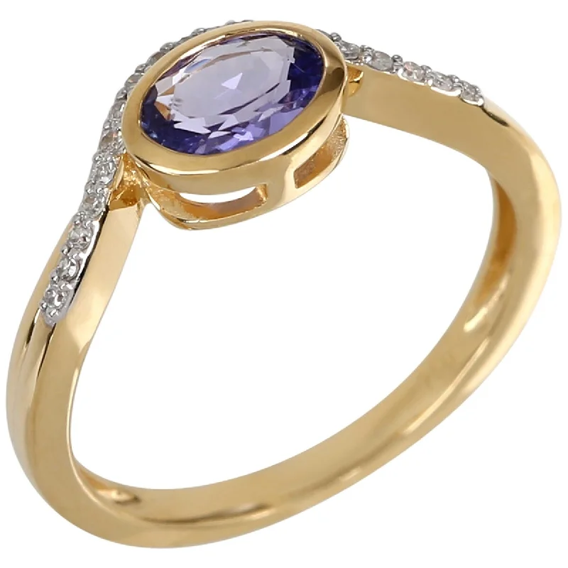 Sapphire Gemstone Rings in 18K White Gold with Diamond Accents for an Elegant Engagement18Kt Yellow Gold Tanzanite and Diamond Ring