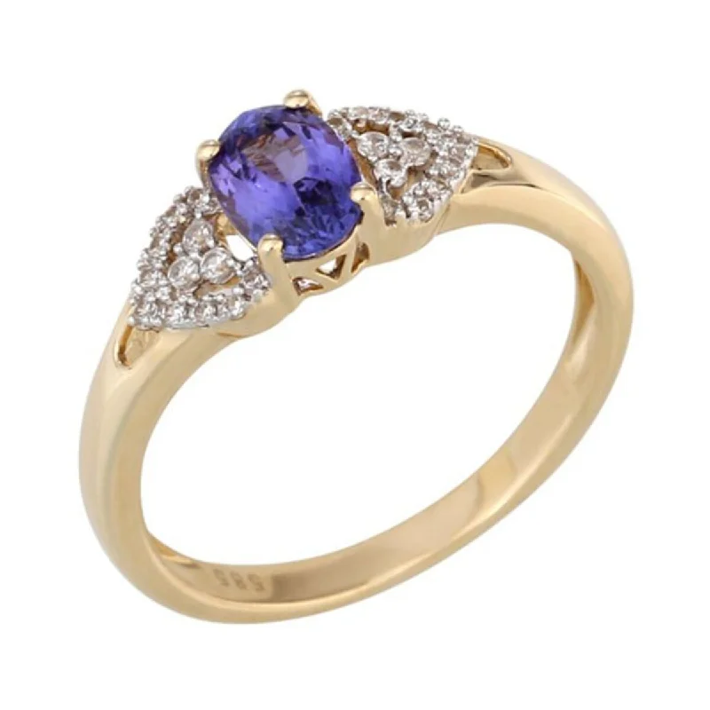 Citrine Gemstone Rings in Stainless Steel with a Stackable Design for a Trendy Everyday Wear14K Gold Tanzanite and White Natural Zircon Ring