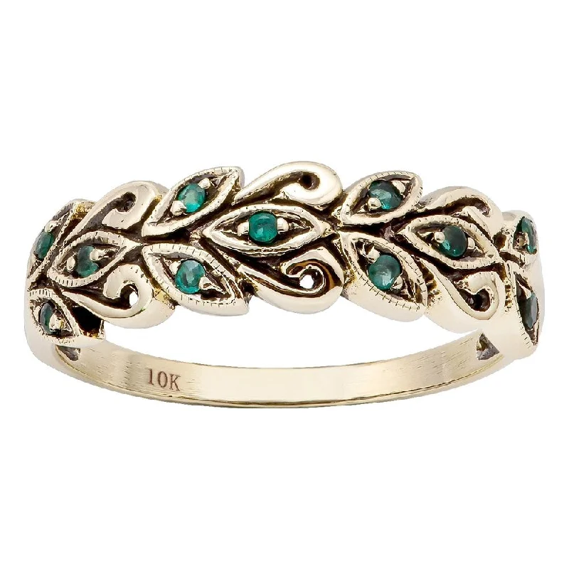 Turquoise Gemstone Rings in 925 Silver with a Southwestern - Inspired Design for a Rustic CharmViducci 10k Yellow Gold Genuine Emerald Scroll Anniversary Ring