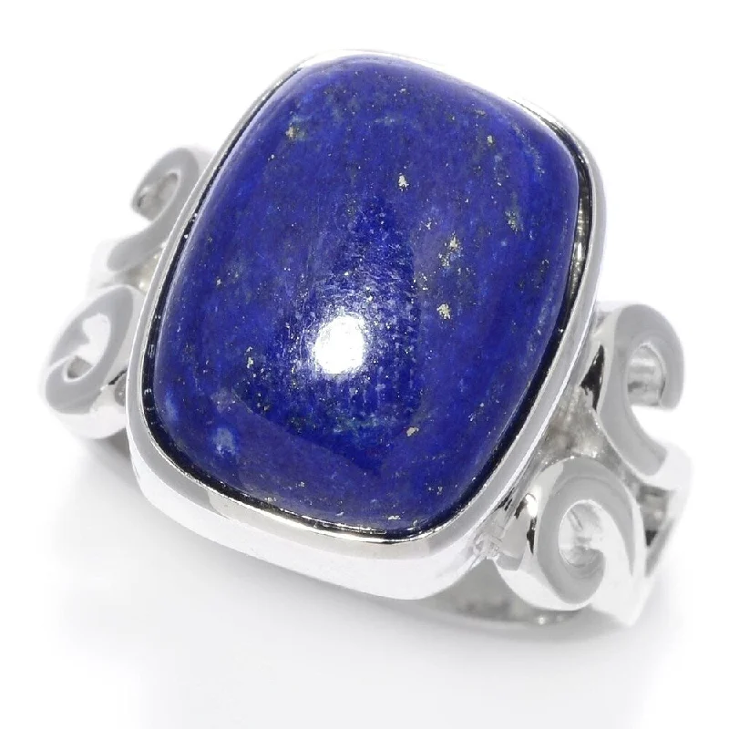 Alexandrite Gemstone Rings in Platinum with a Hidden Halo for a Rare and Luxurious PieceSterling Silver Lapis Lazuli Scrollwork Ring