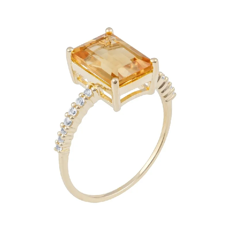 Alexandrite Gemstone Rings in Platinum with a Hidden Halo for a Rare and Luxurious PieceViducci 10k Yellow Gold Emerald-Cut Citrine and White Topaz Ring