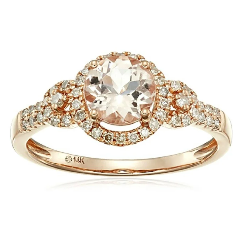 Tourmaline Gemstone Rings in 18K Two - Tone Gold with a Floral - Shaped Setting for a Feminine Touch18K Rose Gold Over Silver 1.04Ctw Morganite & Diamond Classic Ring