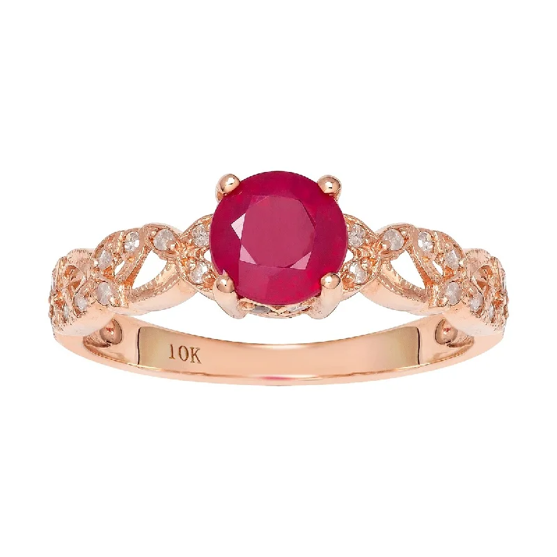 Jasper Gemstone Rings in 18K Gold Vermeil with a Matte Finish for a Subtle and Elegant LookViducci 10k Rose Gold Vintage Style Genuine Round Ruby and Diamond Filigree Ring