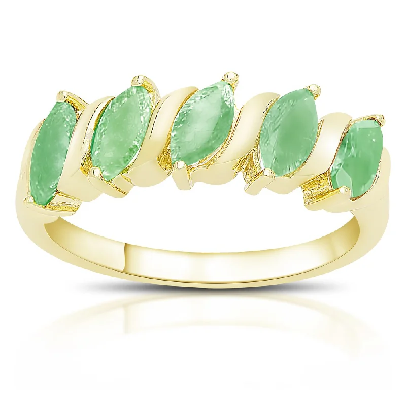 Aquamarine Gemstone Rings in 9K Gold with a Bezel Setting for a Modern and Secure FitDolce Giavonna Gold Over Sterling Silver Marquise Gemstone Five Stone Ring