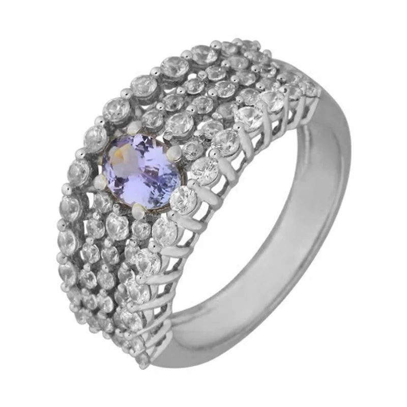 Citrine Gemstone Rings in Stainless Steel with a Stackable Design for a Trendy Everyday Wear925 Sterling Silver Tanzanite and White Natural Zircon Ring