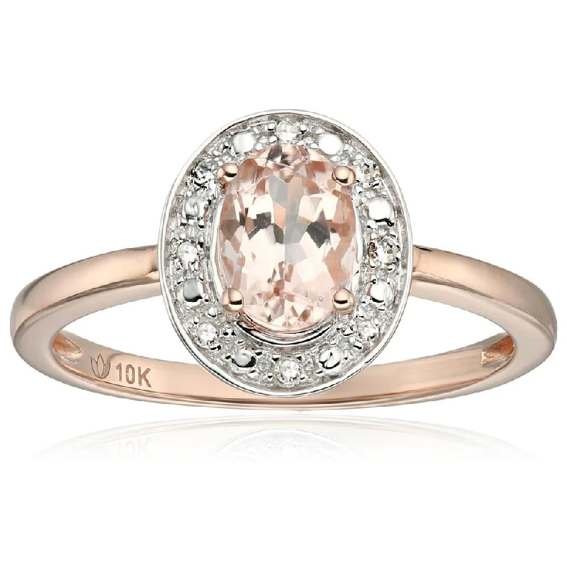 Aquamarine Gemstone Rings in 9K Gold with a Bezel Setting for a Modern and Secure Fit10k Rose Gold Morganite and Diamond Accented Classic Princess Di Halo Engagement Ring, Size 7