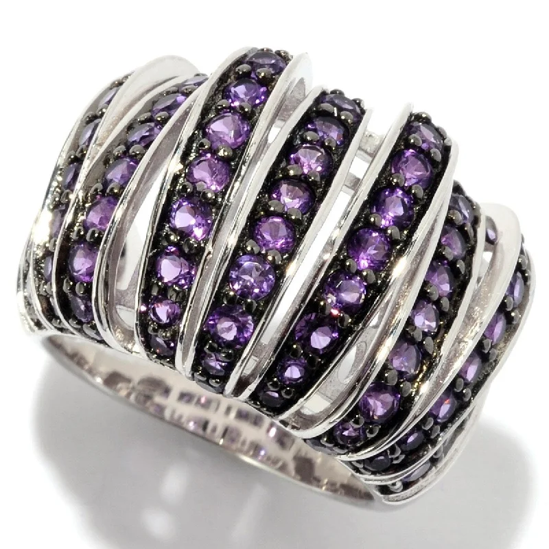 Emerald Gemstone Rings Set in Platinum with Filigree Work for a Vintage - Inspired Look925 Sterling Silver African Amethyst Band Ring