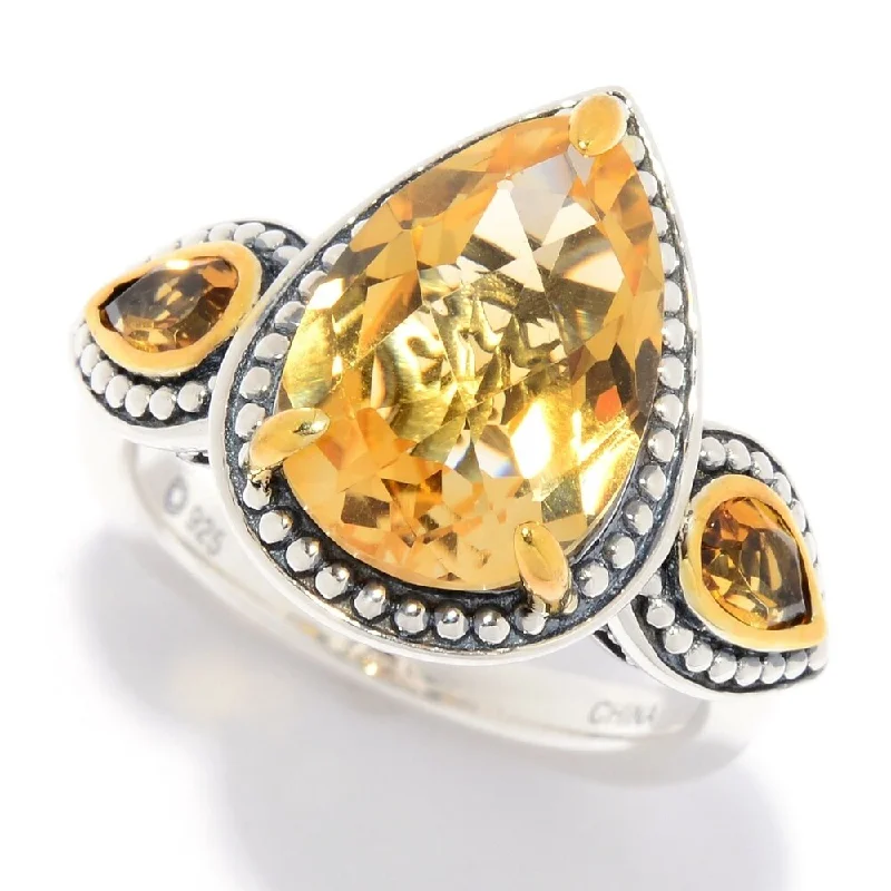 Emerald Gemstone Rings Set in Platinum with Filigree Work for a Vintage - Inspired LookMulti Citrine 3-Stone Beaded Ring