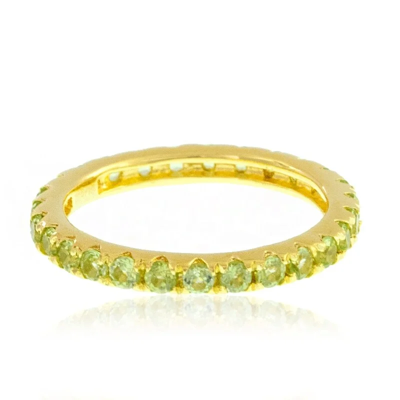 Amethyst Gemstone Rings in Sterling Silver with a Halo of Cubic Zirconia for a Budget - Friendly Luxury14KT Yellow Gold Peridot Gemstone Eternity Band Ring