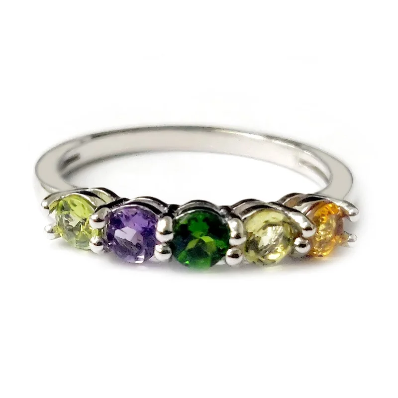 Sapphire Gemstone Rings in 18K White Gold with Diamond Accents for an Elegant Engagement925 Sterling Silver Peridot,Citrine,Lemon Quartz,Brazilian Amethyst Ring