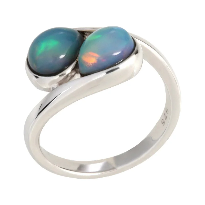 Topaz Gemstone Rings in 10K Gold with a Channel - Set Design for a Contemporary and Durable Option925 Sterling Silver Ethiopian Opal Bypass Ring