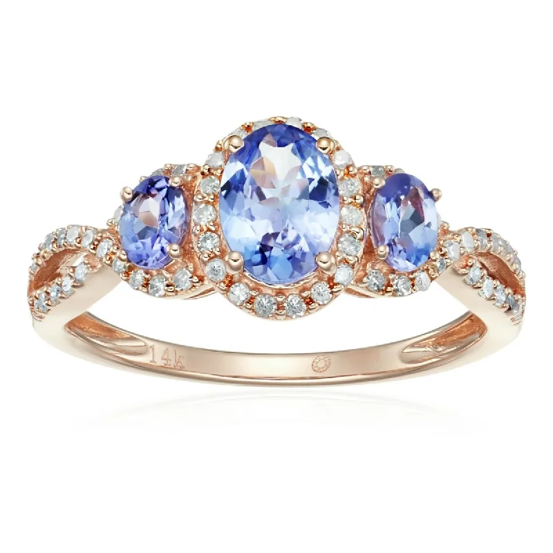 Ruby Gemstone Rings in 14K Yellow Gold with a Solitaire Setting for a Classic and Bold Statement14KT Rose Gold Tanzanite and White Diamond Ring