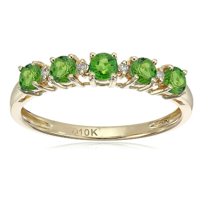 Turquoise Gemstone Rings in 925 Silver with a Southwestern - Inspired Design for a Rustic Charm10K Gold Chrome Diopside and Diamond Ring