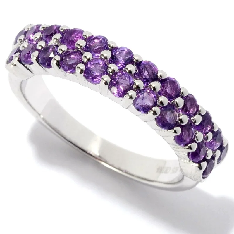 Sapphire Gemstone Rings in 18K White Gold with Diamond Accents for an Elegant EngagementRhodium Over Sterling Silver 1ctw African Amethyst Band Ring