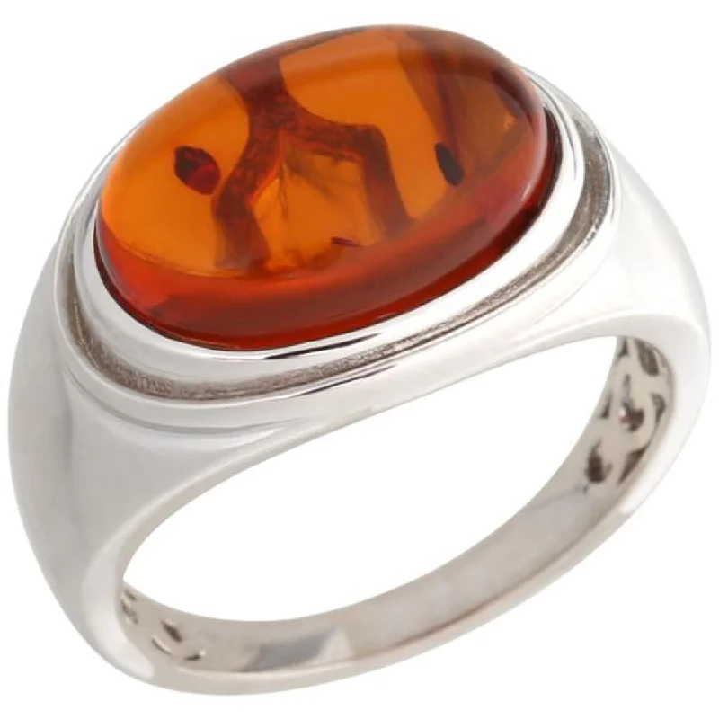 Garnet Gemstone Rings in 18K Gold Vermeil with Intricate Engravings for a Traditional Aesthetic925 Sterling Silver Baltic Amber Gemstone Solitaire Ring