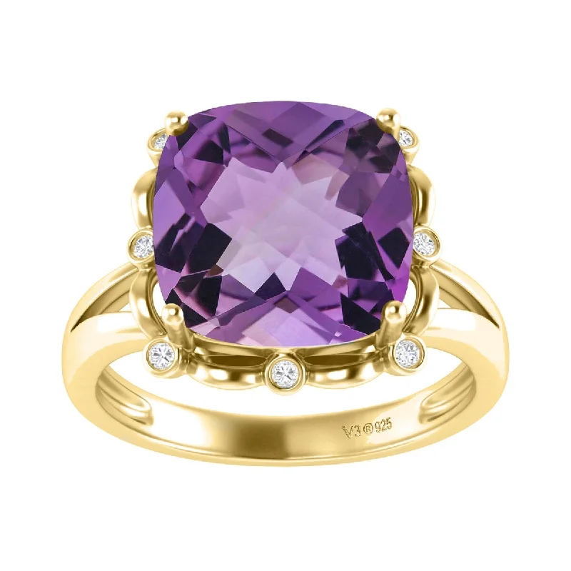 Ruby Gemstone Rings in 14K Yellow Gold with a Solitaire Setting for a Classic and Bold StatementGold Over Sterling Silver With Amethyst and White Topaz Solitaire Ring