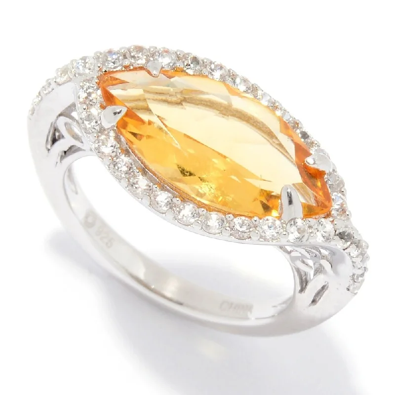 Aquamarine Gemstone Rings in 9K Gold with a Bezel Setting for a Modern and Secure Fit925 Sterling Silver Citrine and White Natural Zircon Ring