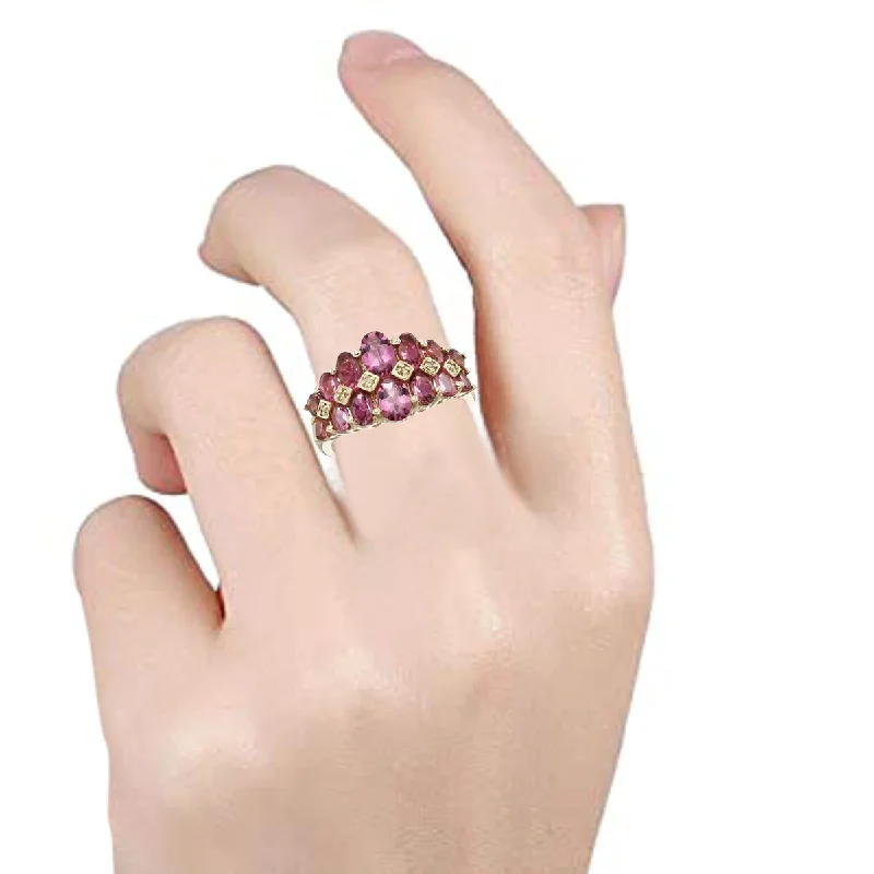 Amethyst Gemstone Rings in Sterling Silver with a Halo of Cubic Zirconia for a Budget - Friendly Luxury10KT Yellow Gold Pink Tourmaline and Diamond Ring