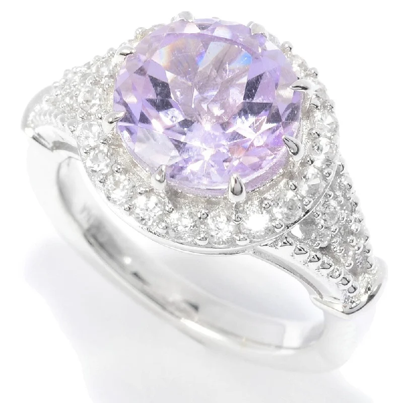 Alexandrite Gemstone Rings in Platinum with a Hidden Halo for a Rare and Luxurious PieceSterling Silver 10mm Round Pink Amethyst & White Zircon Halo Ring