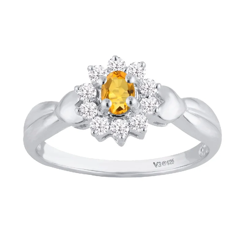 Jasper Gemstone Rings in 18K Gold Vermeil with a Matte Finish for a Subtle and Elegant LookSterling Silver with Natural Citrine and White Zircon Halo Ring