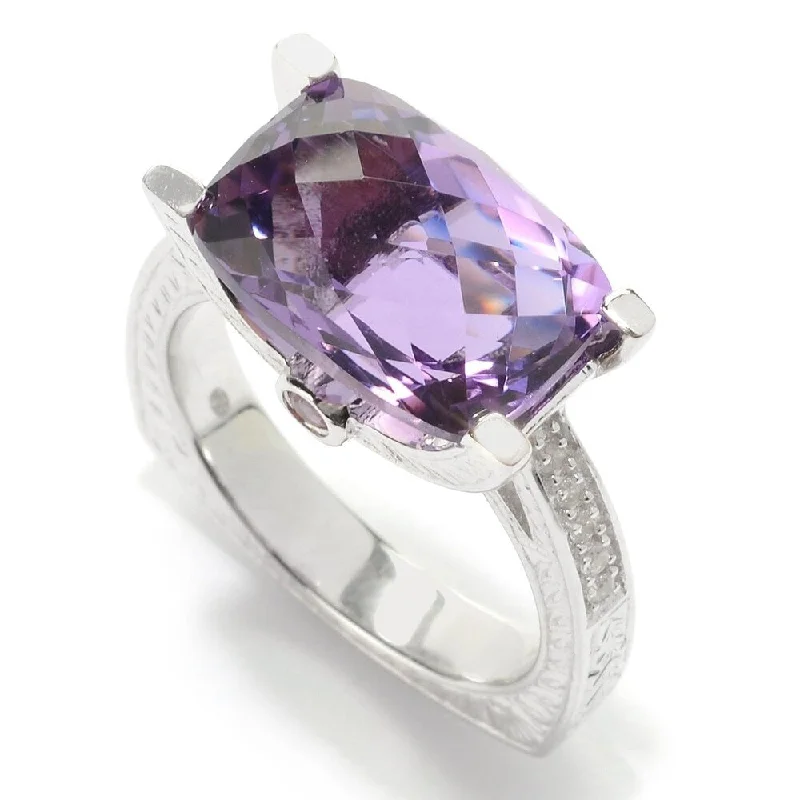 Aquamarine Gemstone Rings in 9K Gold with a Bezel Setting for a Modern and Secure FitSterling Silver Amethyst Textured East-West Ring