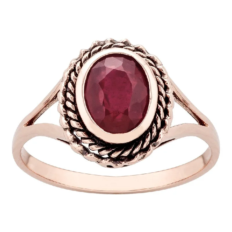 Jasper Gemstone Rings in 18K Gold Vermeil with a Matte Finish for a Subtle and Elegant LookViducci 10k Rose Gold Vintage Style Ruby Split-Shank Ring