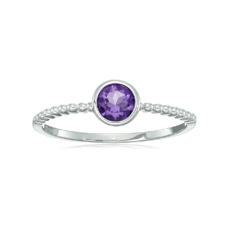 Tanzanite Gemstone Rings in 10K Gold with a Trilogy Design for a Sophisticated Gift10k White Gold African Amethyst Solitaire Beaded Stackable Ring