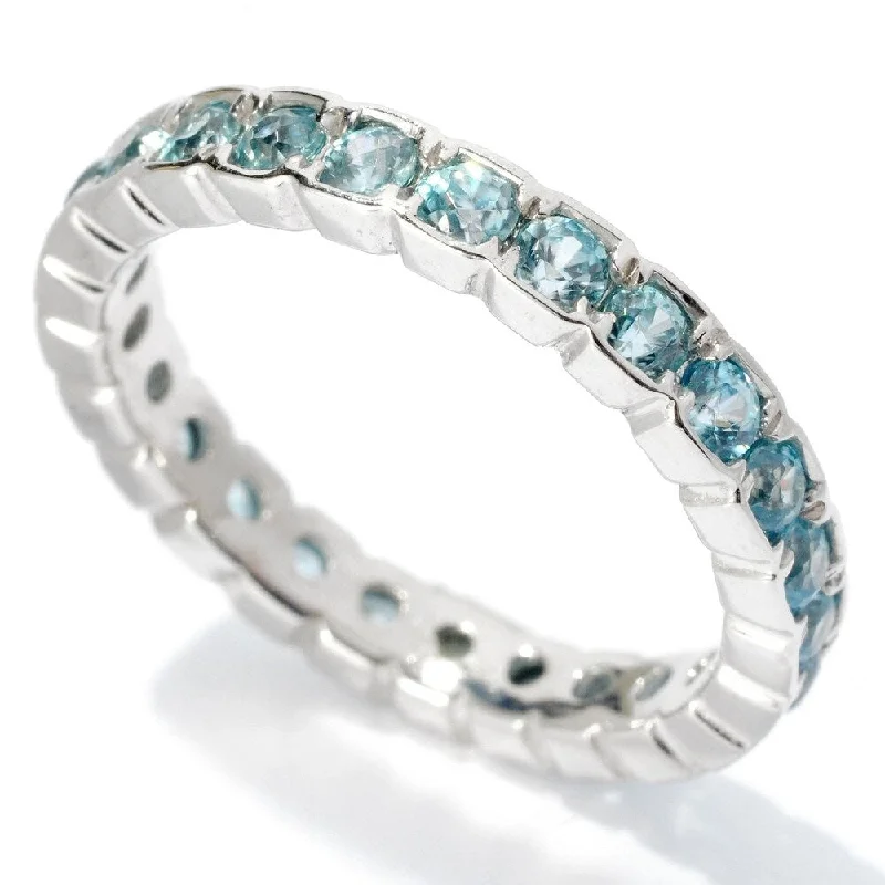 Moonstone Gemstone Rings in Silver - Plated Copper with a Celtic - Inspired Pattern for a Mystical VibeSterling Silver 2.17Ctw Blue Zircon Eternity Band Ring