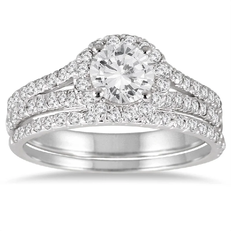 1 1/2 Carat TW Diamond Bridal Set in 14K White Gold