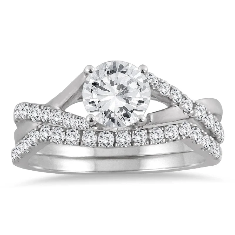 1 3/8 Carat TW Diamond Bridal Set in 14K White Gold (J-K Color, I2-I3 Clarity)