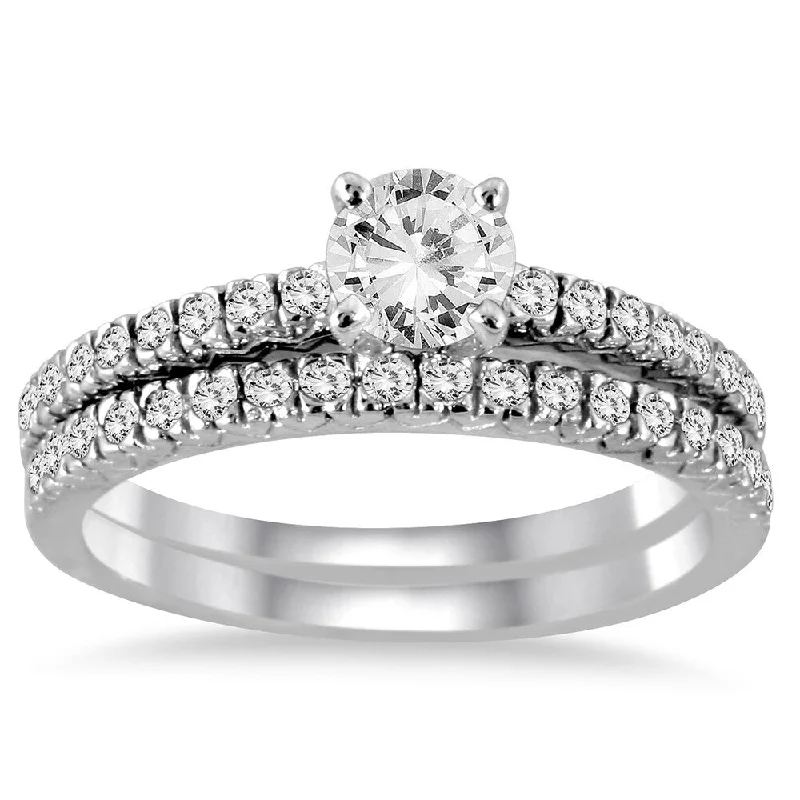 1 Carat TW Diamond Bridal Set in 14K White Gold