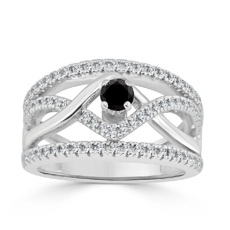 14k Gold Infinity Inspired 2/5ct TDW Black Diamond Engagement Ring by Auriya