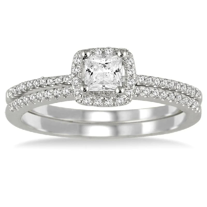 3/5 Carat TW Princess Diamond Bridal Set in 10K White Gold