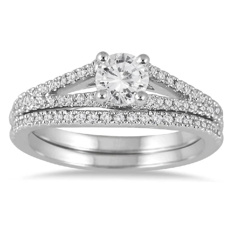 4/5 Carat TW Diamond Bridal Set in 14K White Gold