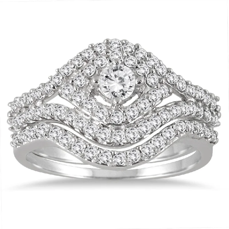 7/8 Carat TW Diamond Bridal Set in 10K White Gold