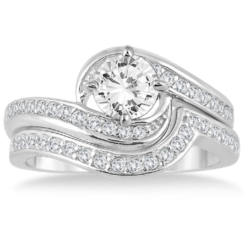 AGS Certified 1 3/8 Carat TW Diamond Bridal Set in 14K White Gold (J-K Color, I2-I3 Clarity)