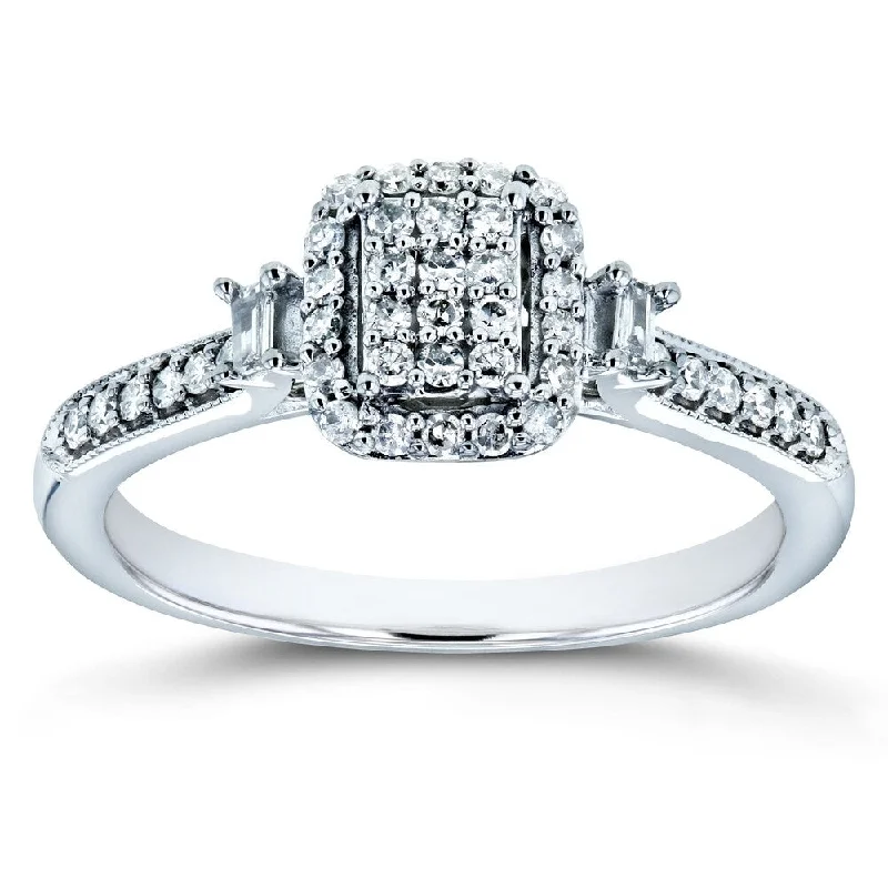 Annello by Kobelli 10k White Gold 1/4ct TDW Diamond Promise Ring