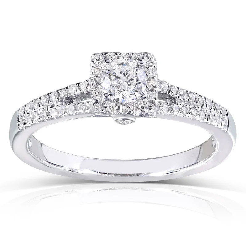 Annello by Kobelli 14k White Gold 1/3ct TDW Round-cut Diamond Promise Ring