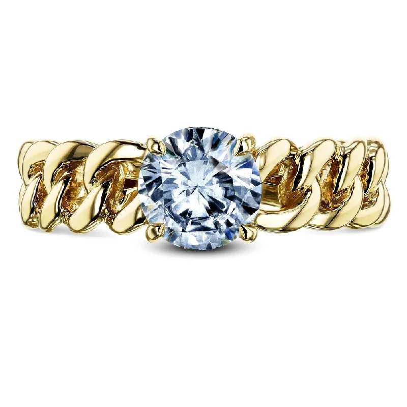 Annello by Kobelli 14k Yellow Gold 3/4ct TDW Diamond Solitaire Chain Link Ring