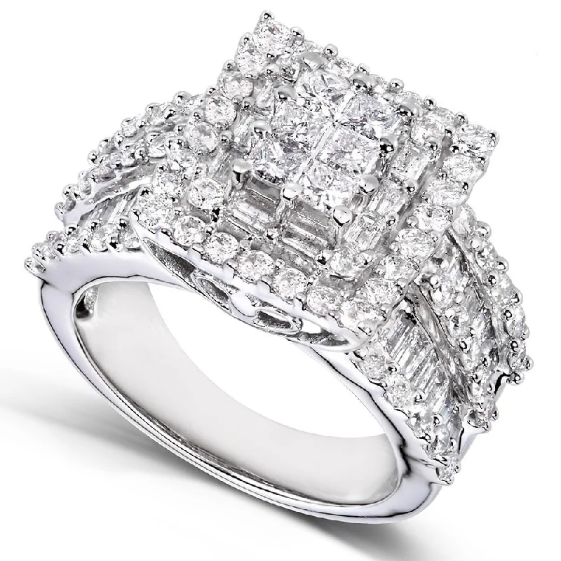 Annello by Kobelli 2ct TDW Princess Diamond Square Frame Cluster Ring