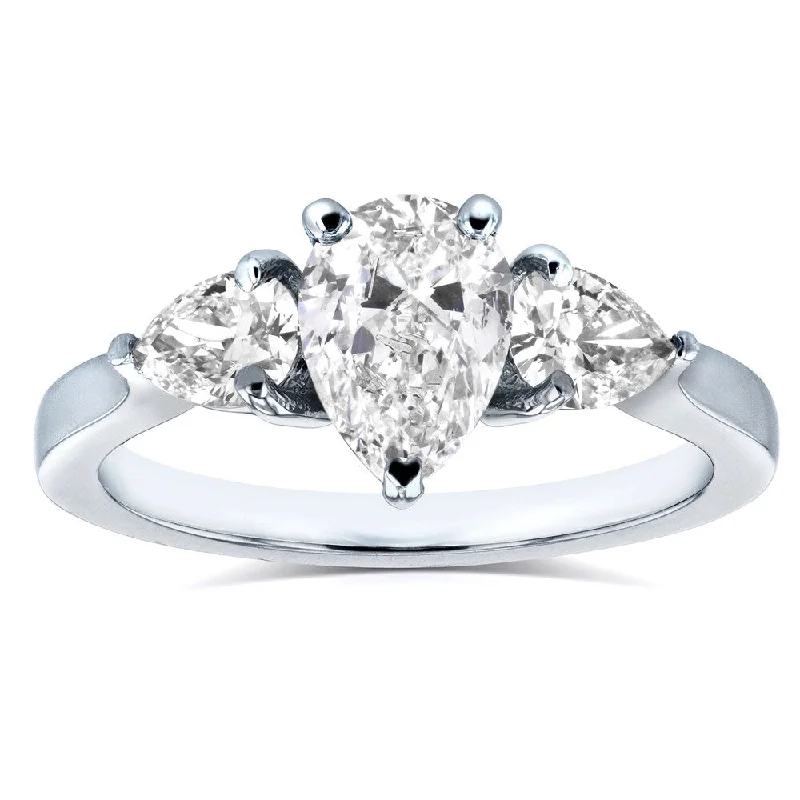 Annello by Kobelli Platinum Certified 1 1/2ct TDW Pear Cut Diamond Three Stone Ring