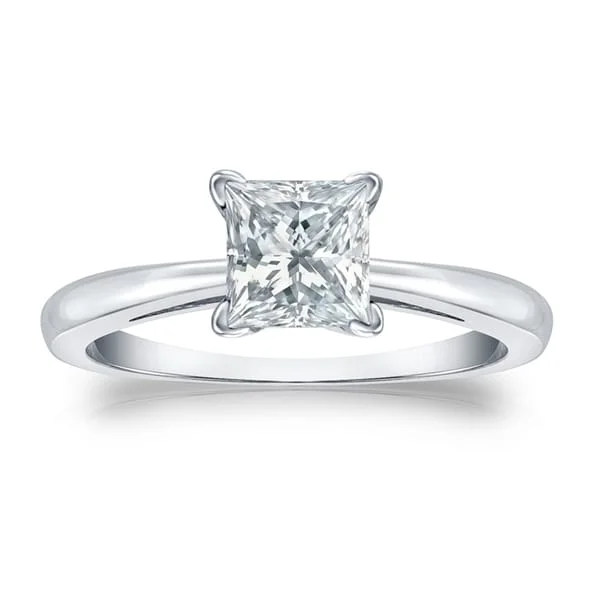 Auriya Platinum 1 1/2ctw Princess-Cut Solitaire Diamond Engagement Ring Certified