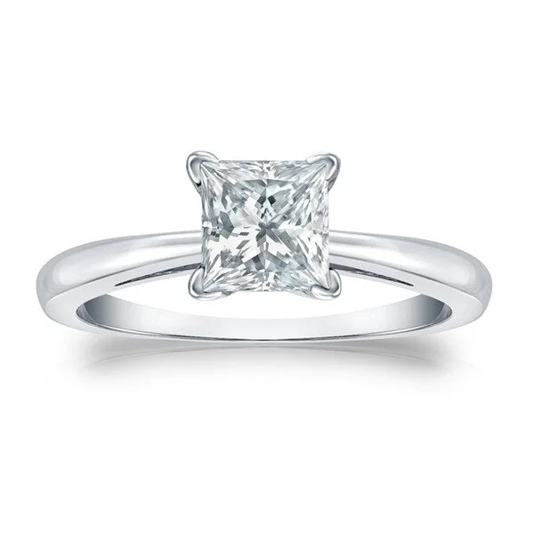 Auriya Platinum 1ctw Princess-Cut Solitaire Diamond Engagement Ring GIA Certified