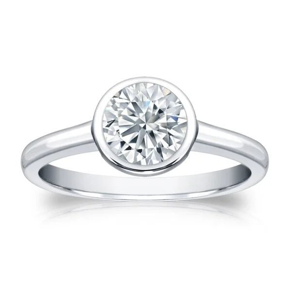 Auriya Platinum Certified 1.50ct. TDW Solitaire Bezel Set Diamond Engagement Ring