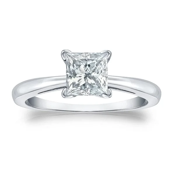 Auriya Platinum Certified 2.00-Carat TDW Princess-Cut Solitaire Diamond Engagement Ring