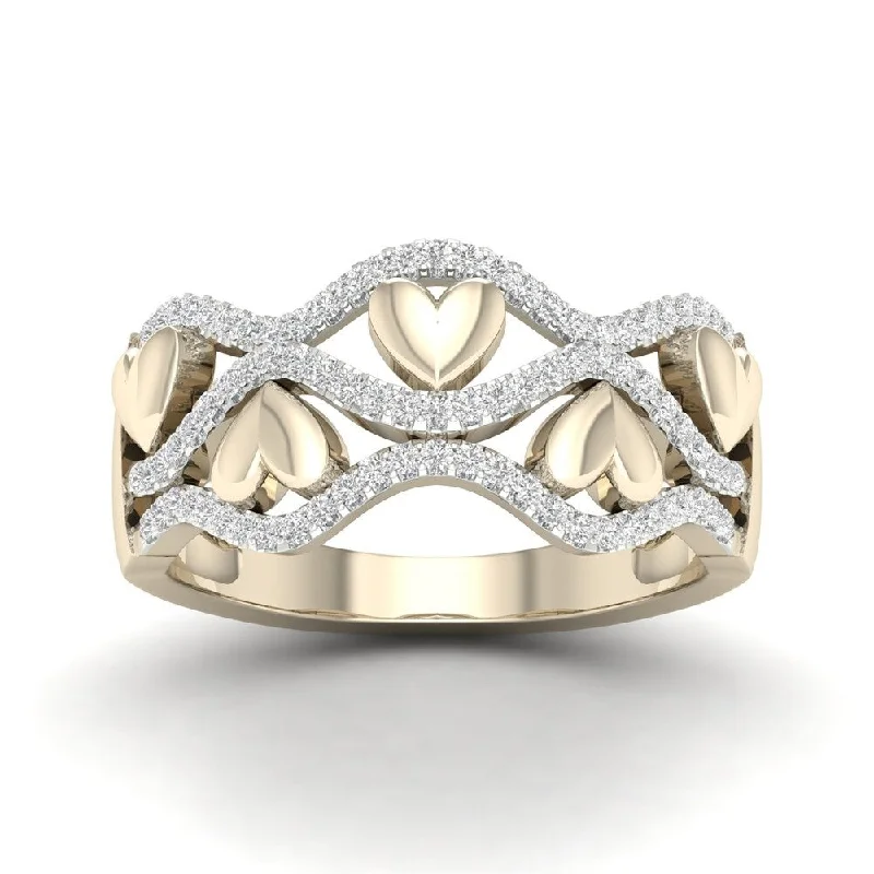 De Couer 10k Gold 1/5ct TDW Diamond Heart Ring